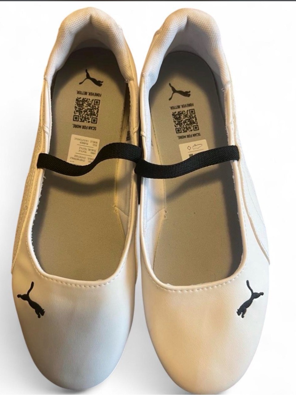 Puma Women's White Ballet Flat with Black Logo